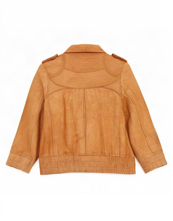 Miss Selfridge Damen Militärlederjacke mit 3/4-Ärmeln, Größe S, Beige