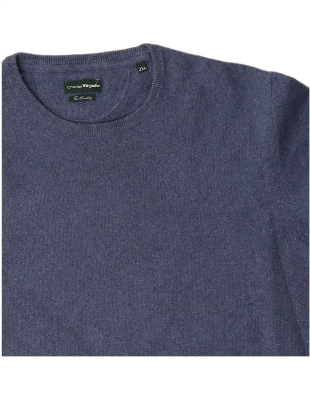 Charles Vogele Herren-Pullover mit Rundhalsausschnitt, 2XL, blaue Wolle