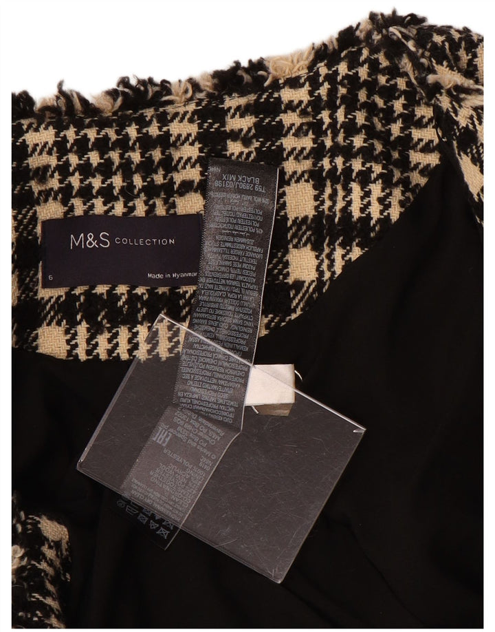 Marks & Spencer Damen Blazer Jacke UK 6 XS Schwarz kariertes Polyester