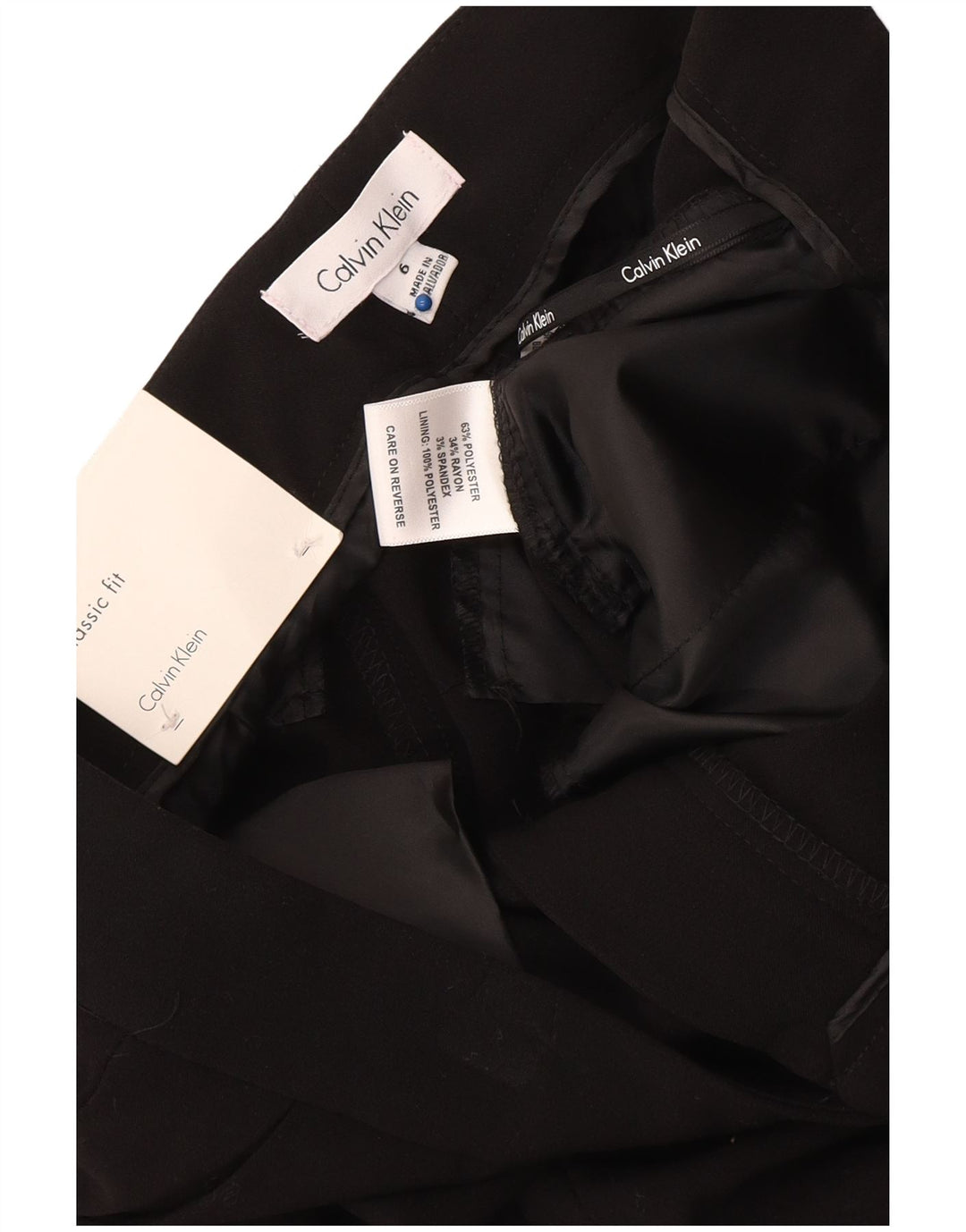 Calvin Klein Damen US 6 Medium W34 L31 Schwarz Polyester