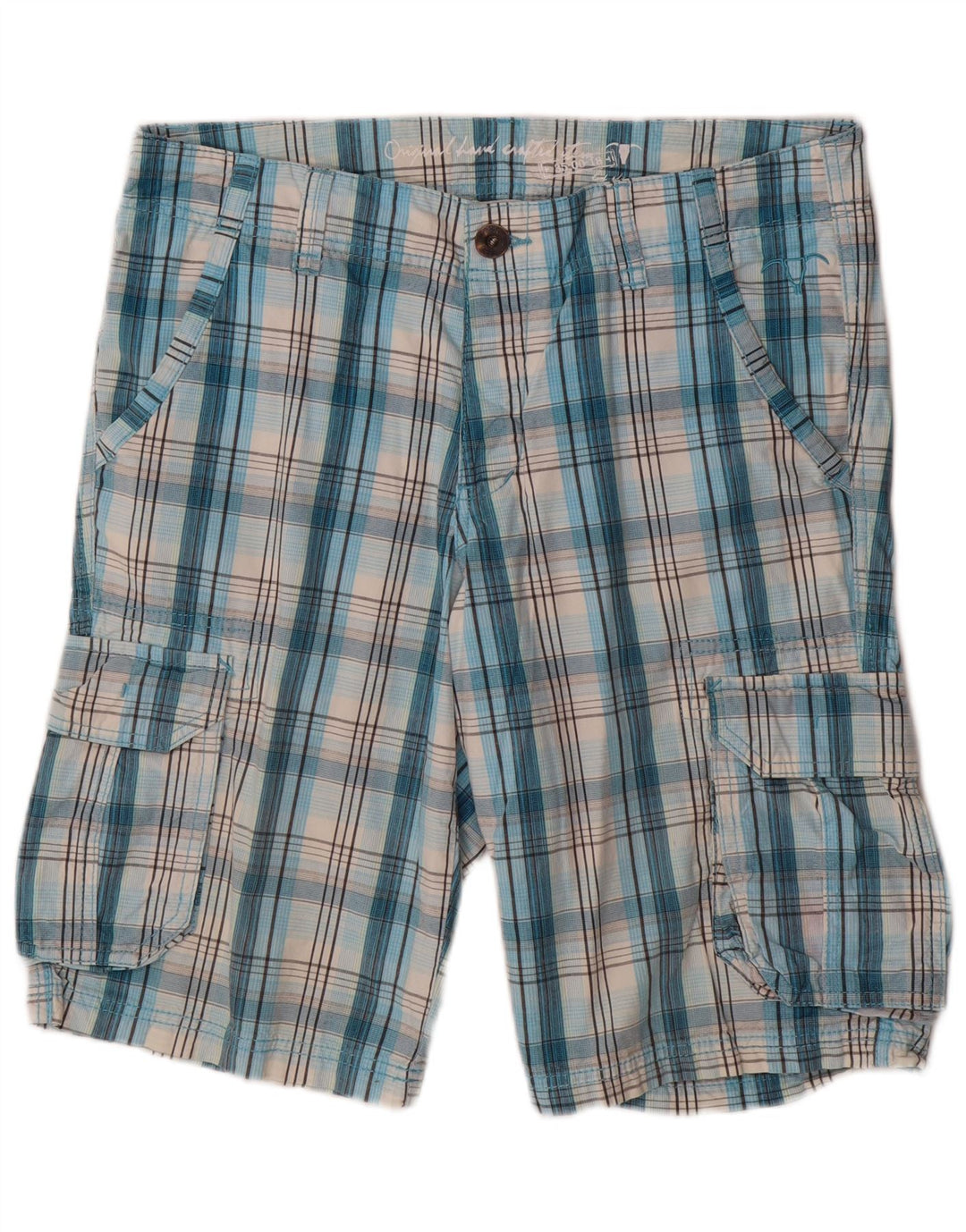 EDC Herren-Cargoshorts W34, groß, blau kariert