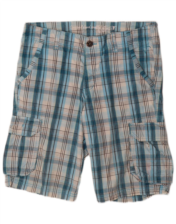 EDC Herren-Cargoshorts W34, groß, blau kariert