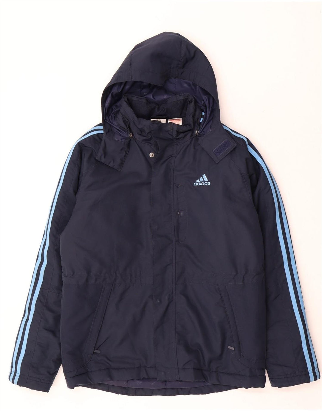 Adidas Jungen wattierte Jacke mit Kapuze, 13–14 Jahre, marineblaues Polyester