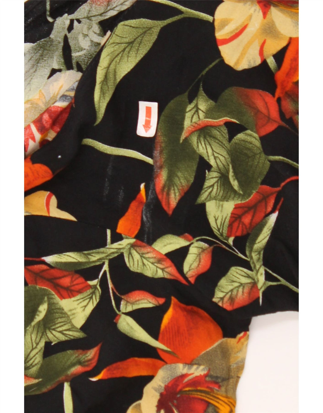 VINTAGE Crop-Shirt-Bluse für Damen, UK 12, mittlere schwarze Viskose mit Blumenmuster