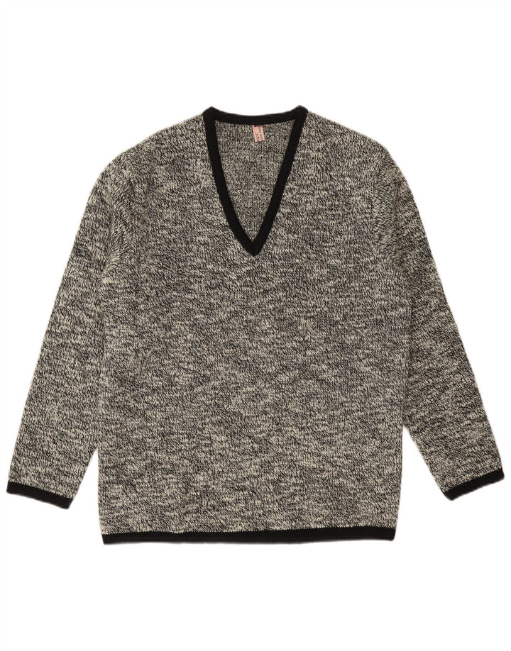 Shetland Herren-Pullover mit V-Ausschnitt, klein, marineblau gefleckte Schurwolle