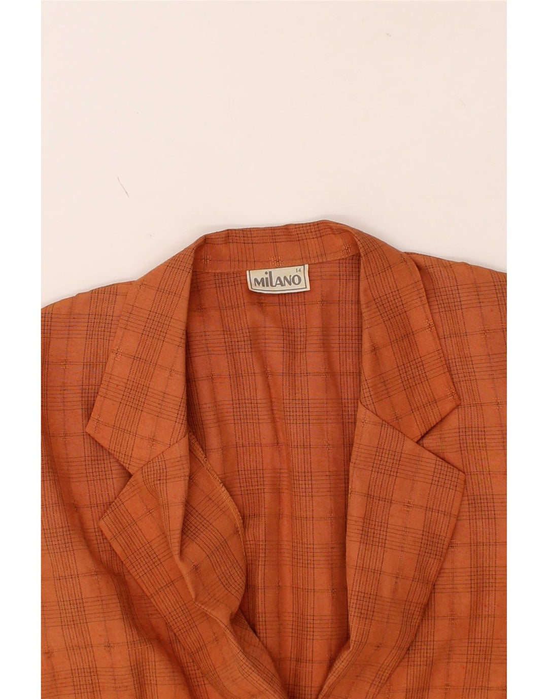 MILANO Womens 1 Button Blazer Jacket UK 14 Large Orange Check Polyester Vintage milano and Second-Hand milano from Messina Hembry 