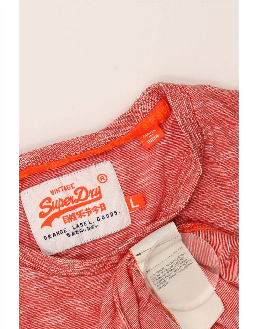SUPERDRY Herren-T-Shirt-Oberteil, groß, rot gesprenkelte Baumwolle