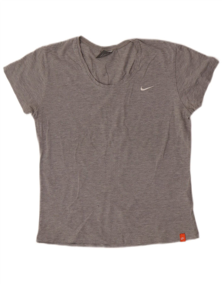 Nike Damen T-Shirt Top UK 10/12 mittelgraue Baumwolle