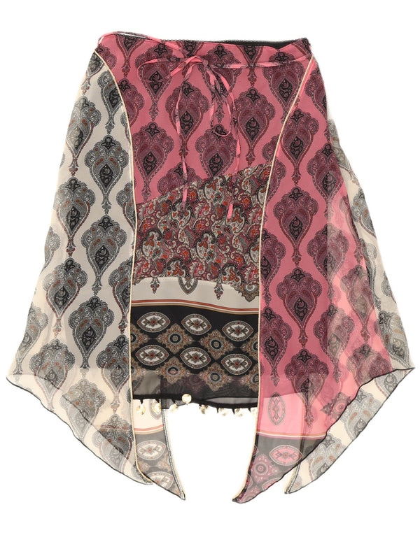 Kookai Damen Asymmetrischer Rock EU 38 Medium W28 Rosa Paisley Polyester
