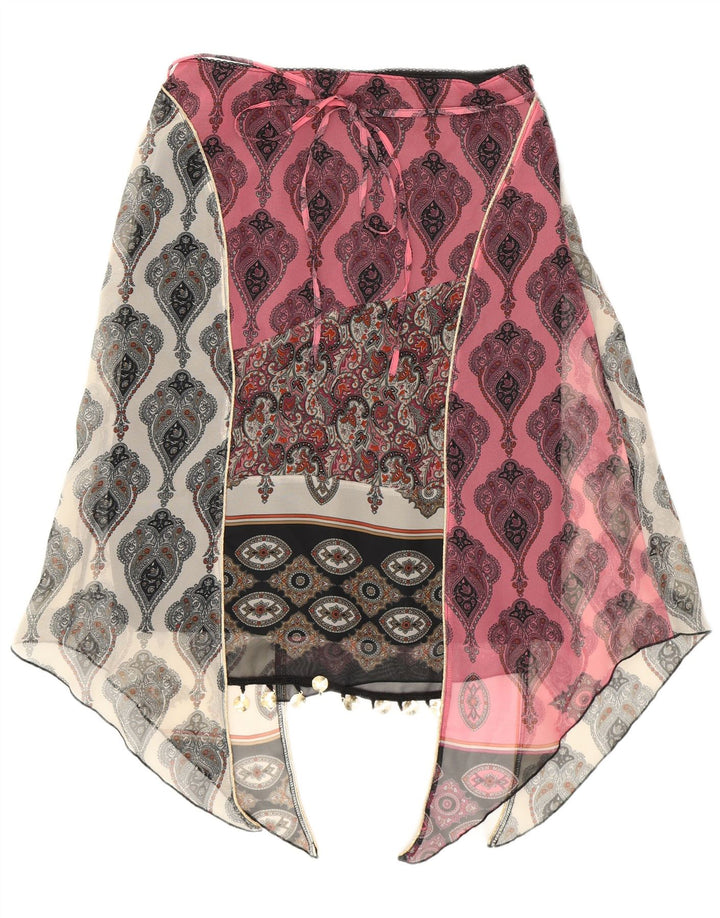 Kookai Damen Asymmetrischer Rock EU 38 Medium W28 Rosa Paisley Polyester