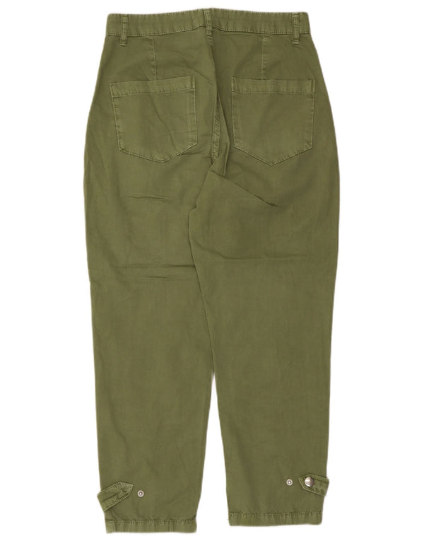 Zara Damen High Waist Tapered Chino Hose EU 34 2XS W24 L24 Grün