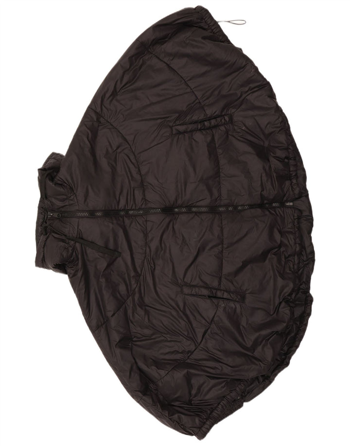 Zara Damen Poncho mit Kapuze, gepolsterte Jacke, Mittelschwarz, Polyester