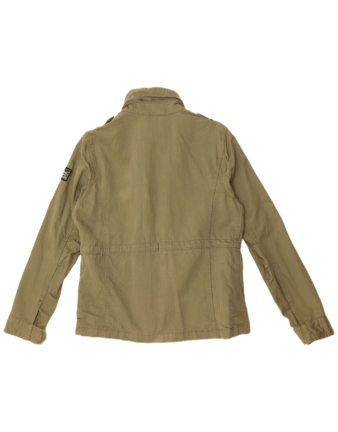 Superdry Damen-Militärjacke mit Kapuze, UK 12, mittlere Khaki-Baumwolle
