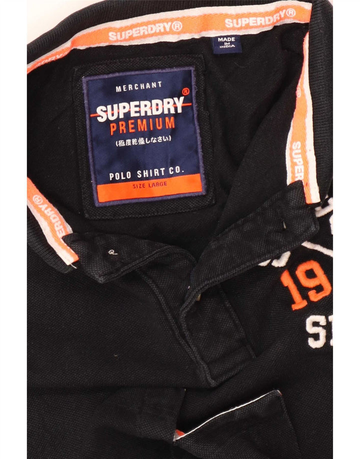 Superdry Herren Poloshirt mit Grafik, Größe L, Schwarz