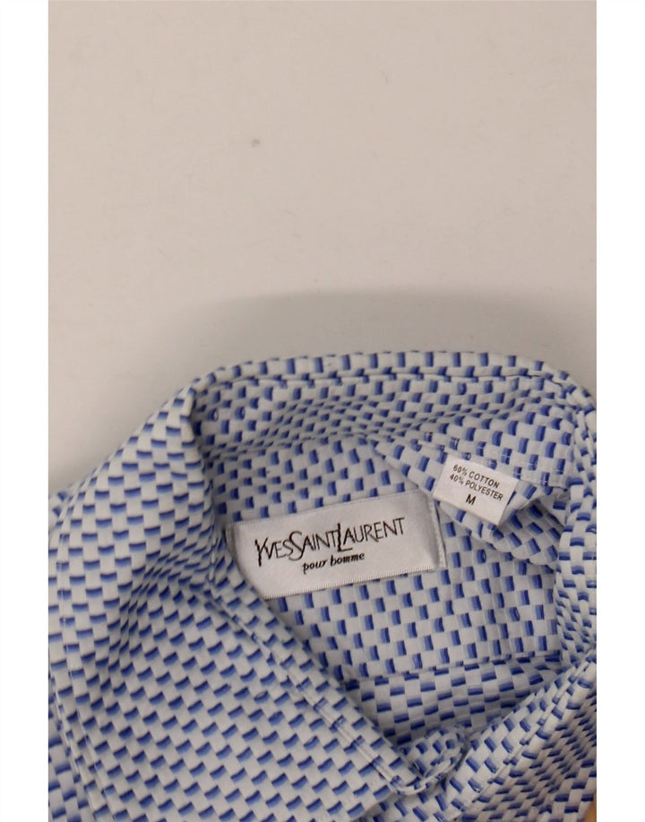 Yves Saint Laurent Herren-Formalhemd aus mittelblauer, geometrischer Baumwolle