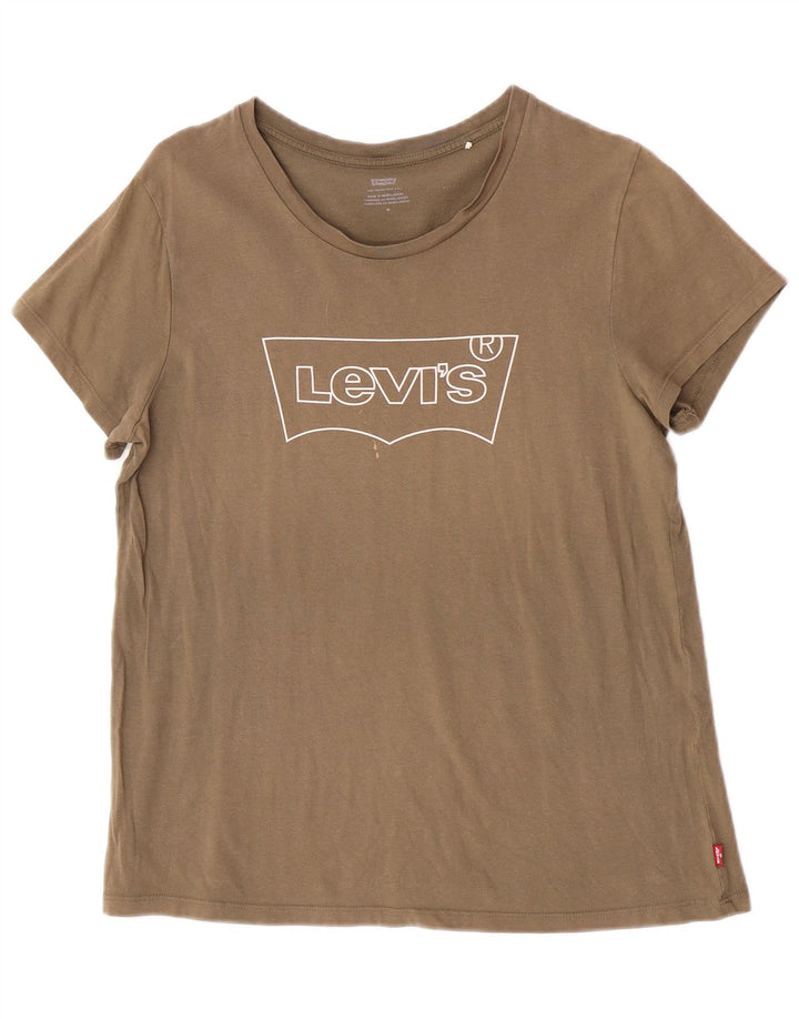 Levi's Damen Grafik-T-Shirt-Oberteil UK 14 Medium Khaki