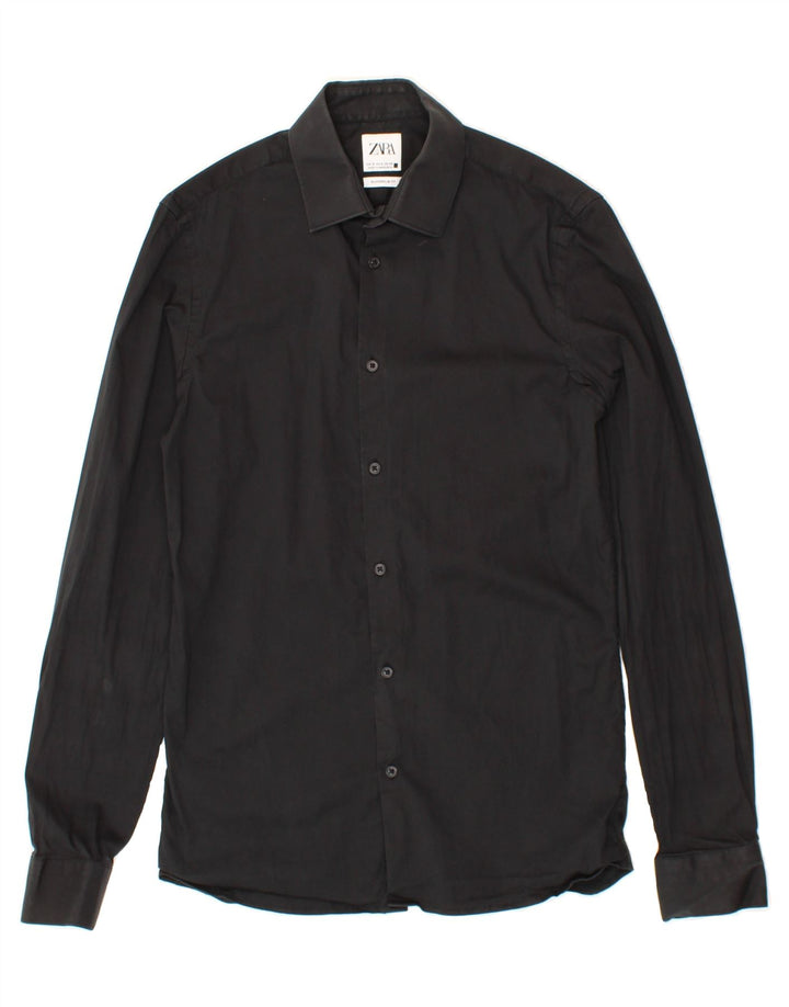ZARA Mens Slim Fit Shirt Small Black Cotton Vintage Zara and Second-Hand Zara from Messina Hembry 