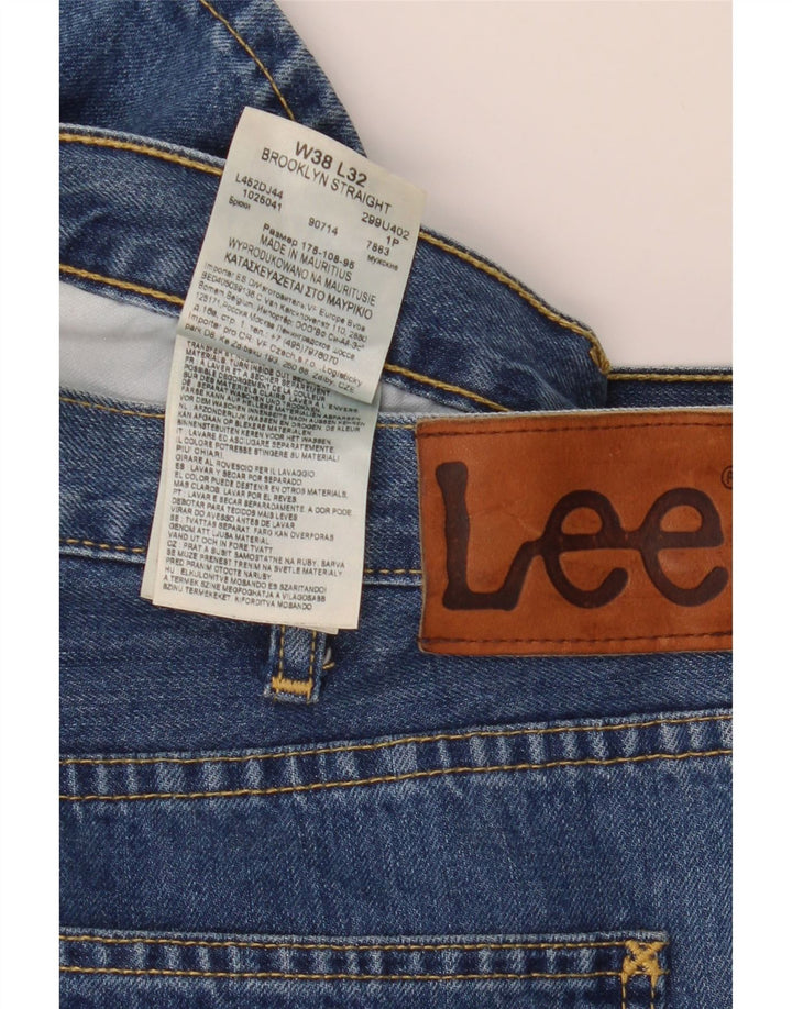 Lee Herren Brooklyn Straight Jeans W38 L32 Blaue Baumwolle
