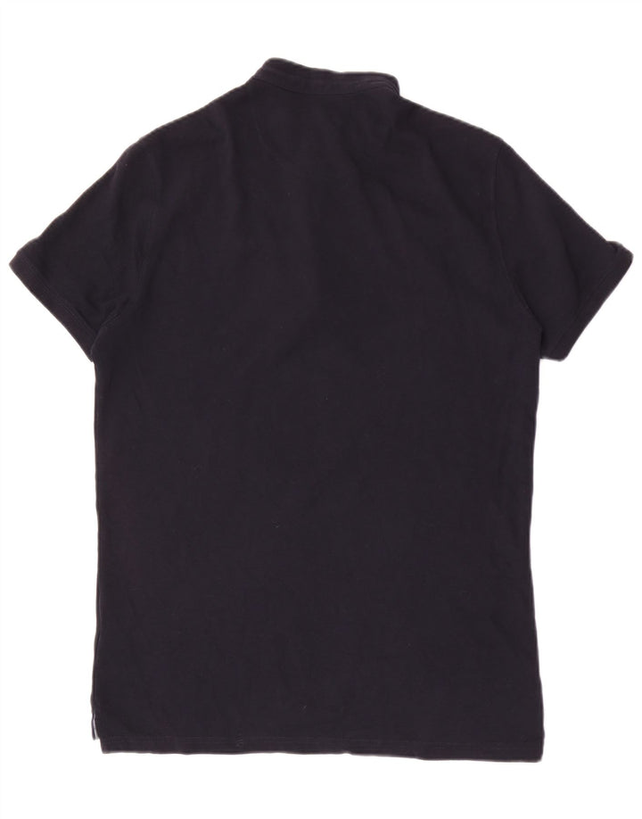 MASSIMO DUTTI Herren-Poloshirt, mittelmarineblaue Baumwolle