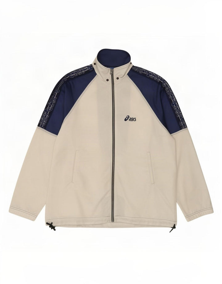 Asics Herren-Trainingsanzugoberteil mit Grafik, XL, Weiß, Farbblock