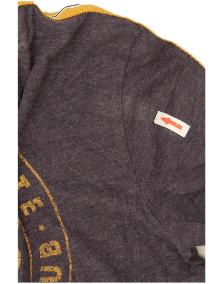 Superdry Damen Grafik-T-Shirt-Oberteil UK 12 Mittelgraue Baumwolle