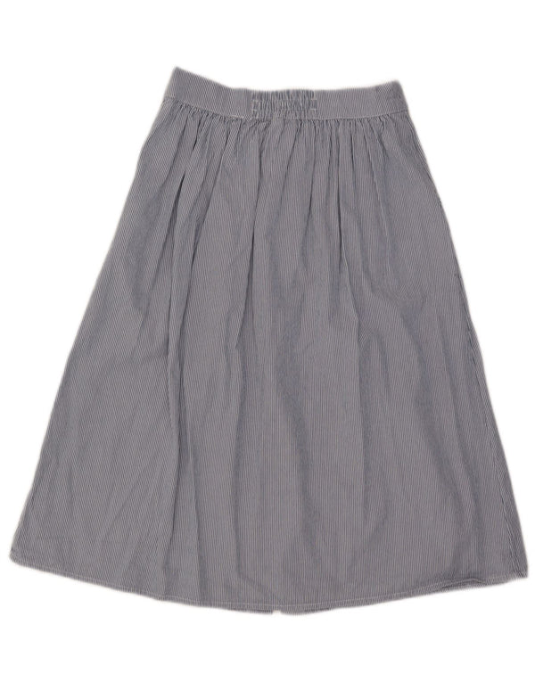 Kiabi Damen A-Linien-Rock IT 34 2XS W23 Blaue Nadelstreifen-Baumwolle