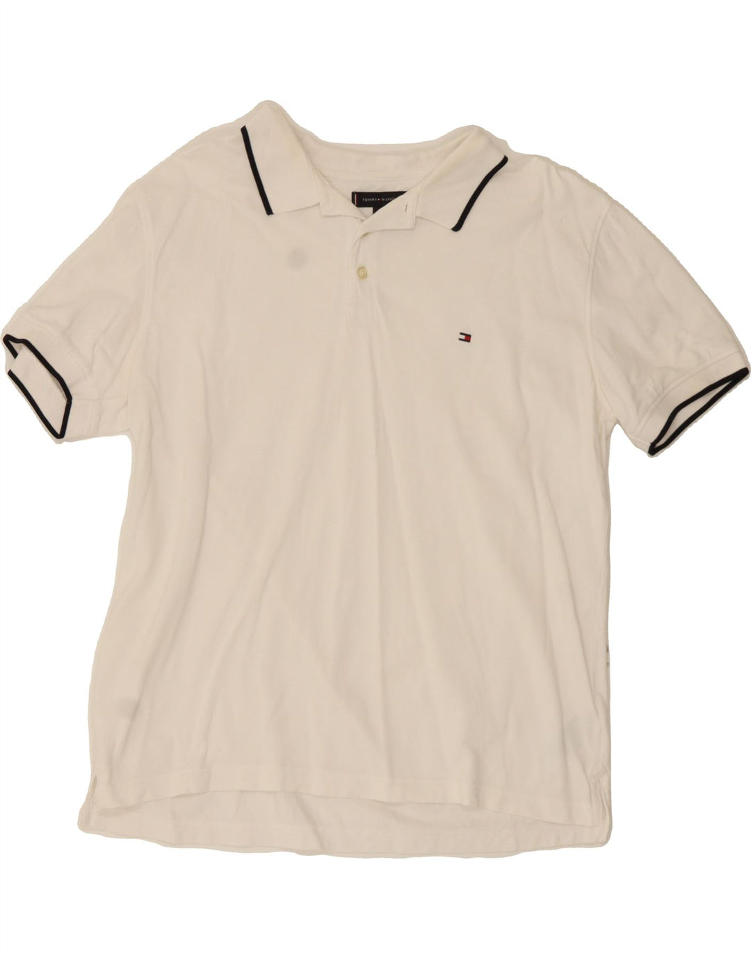 TOMMY HILFIGER Mens Regular Fit Polo Shirt Large Off White Cotton Vintage Tommy Hilfiger and Second-Hand Tommy Hilfiger from Messina Hembry 