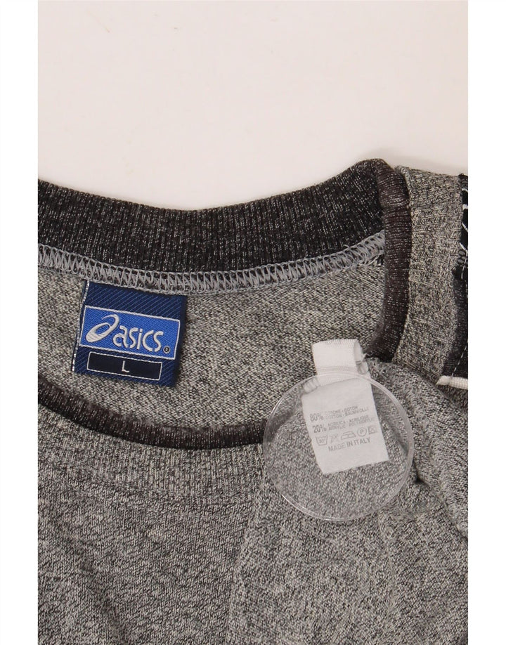 ASICS Herren Grafik-T-Shirt-Oberteil, groß, graue Farbblock-Baumwolle