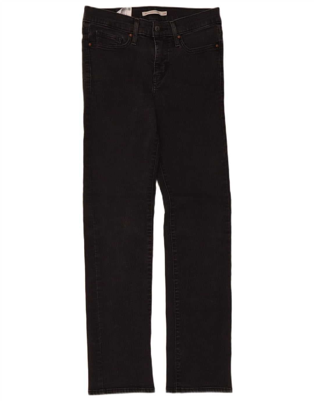 Levi's Damen 314 Shaping Straight Jeans W28 L30 Schwarze Baumwolle