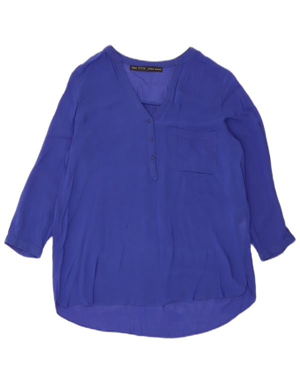 Zara Damen-Bluse mit 3/4-Ärmeln, übergroßes Blusenoberteil, Gr. 10, Größe S, Lila, Viskose