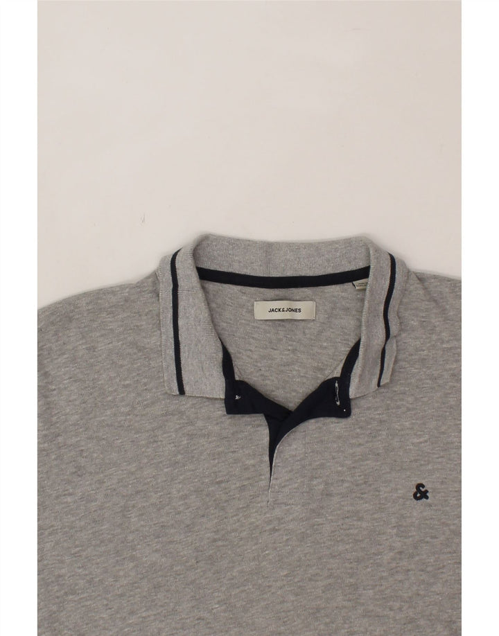 JACK & JONES Mens Polo Shirt Large Grey Cotton Vintage Jack & Jones and Second-Hand Jack & Jones from Messina Hembry 