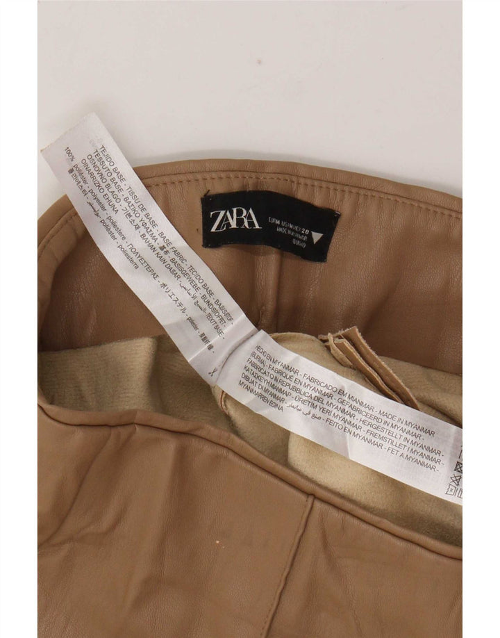 Zara Damen-Leggings aus Kunstleder, UK 14, Mittelbraun, Polyester