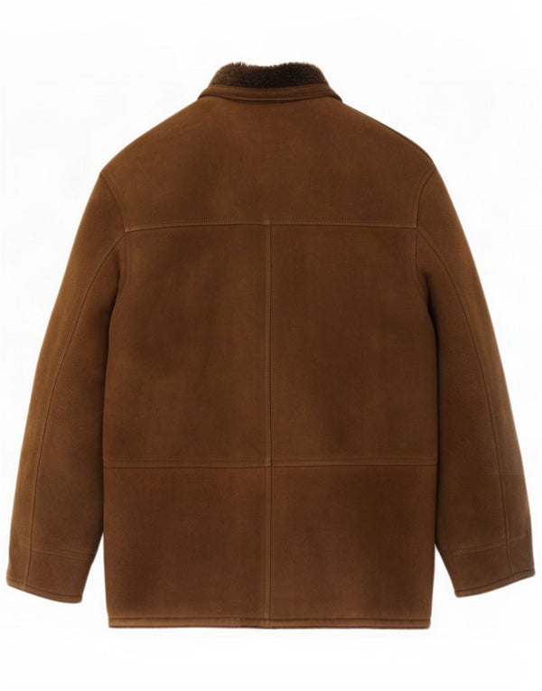 Vintage Mens Shearling Jacket IT 52 XL Khaki