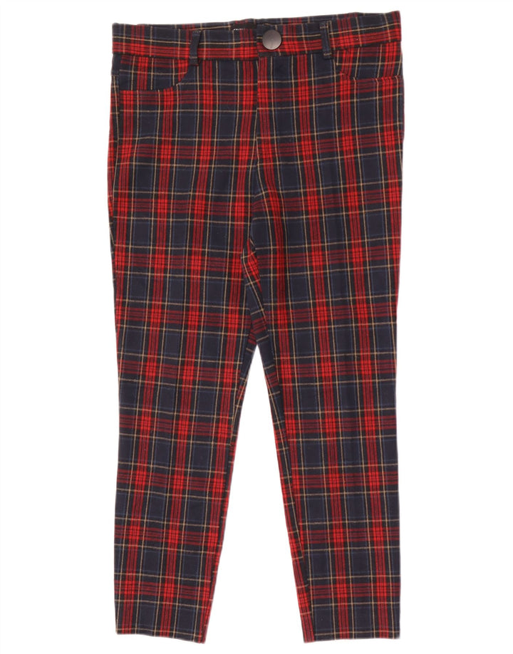 Schmale, verkürzte Damenhose von Zara, Größe L, W30, L25, rot kariert