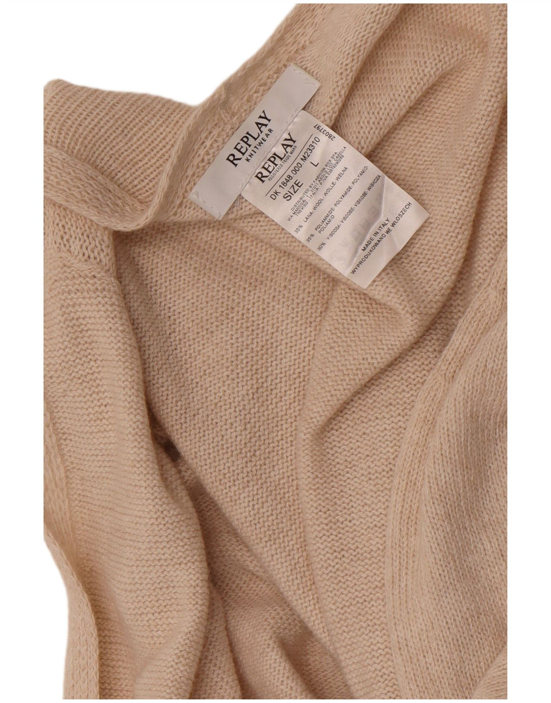 Replay Offener Damen-Cardigan-Pullover UK 16 Große cremefarbene Wolle