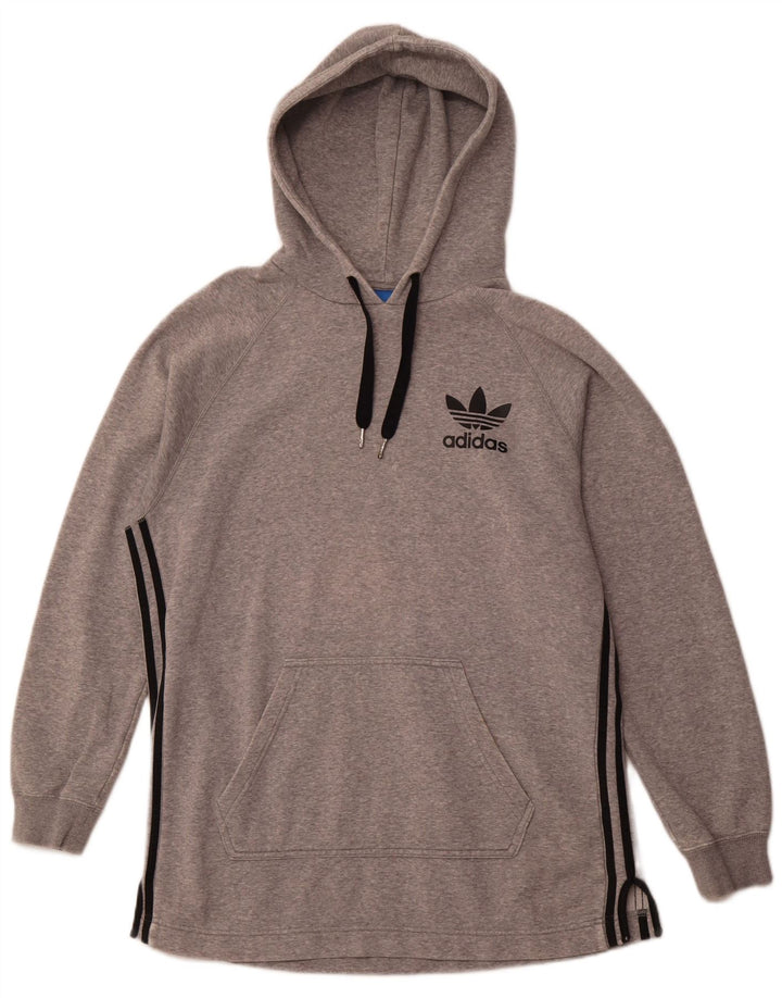 ADIDAS Herren Kapuzenpullover aus mittelgrau gefleckter Baumwolle