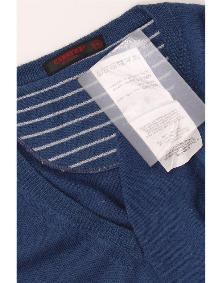 Carrera Herren-Pullover mit V-Ausschnitt, 2XL, blaue Wolle