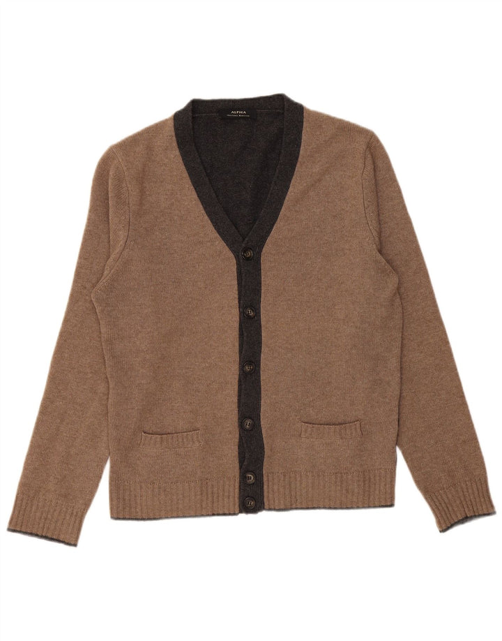 Alpha Massimo Rebecchi Herren Strickjacke Pullover IT 50 Mittelbraun Farbblock