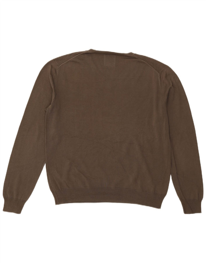 Sun68 Herren-Pullover mit V-Ausschnitt, XL, Khaki, Baumwolle