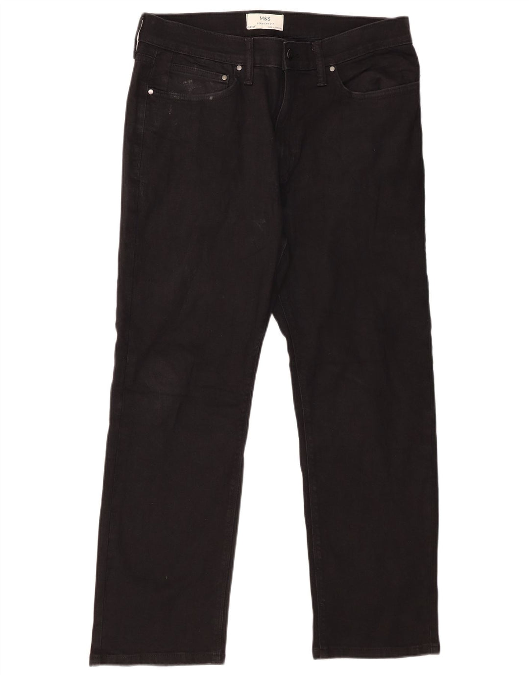 Marks & Spencer Herren Straight Jeans W34 L29 Schwarze Baumwolle