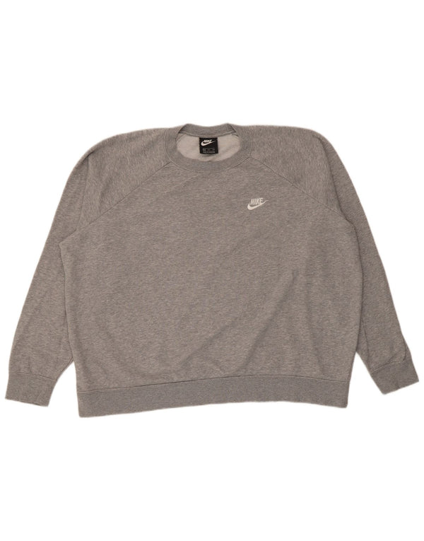 Nike Damen-Sweatshirt in Übergröße, Gr. 20, 2XL, grau gefleckte Baumwolle