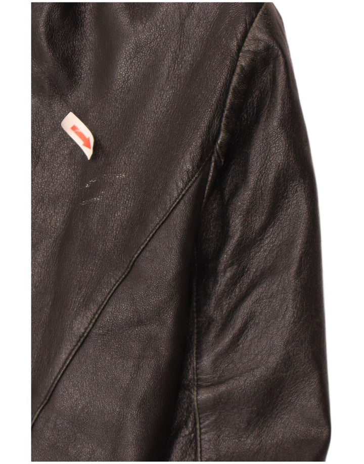 Vintage Damen Lederjacke IT 52 2XL Schwarzes Leder