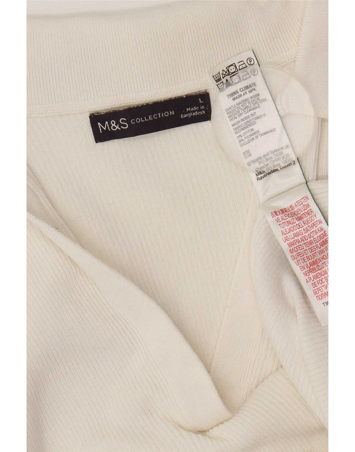 Marks & Spencer Damen Poloshirt UK 14 Large Weiße Baumwolle