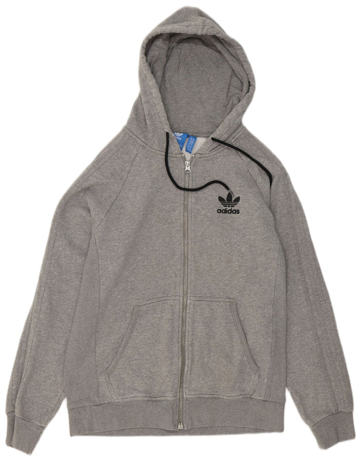 Adidas Herren-Kapuzenpullover mit Reißverschluss, mittelgrau gefleckte Baumwolle