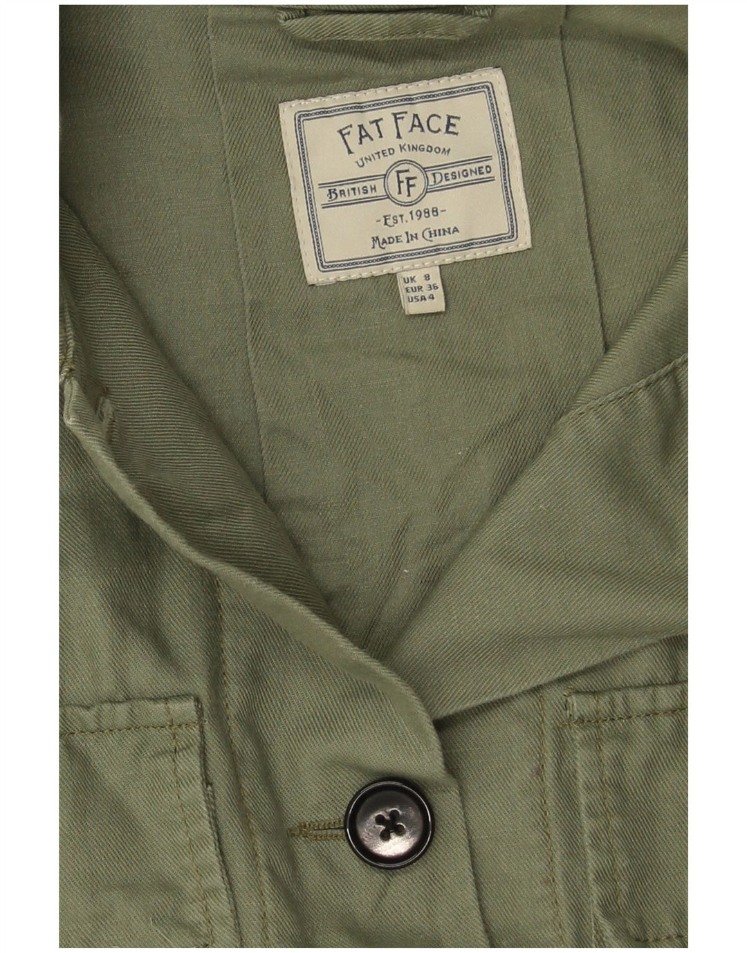 Fat Face Damen Übergroße Militärjacke UK 8 Small Grünes Leinen