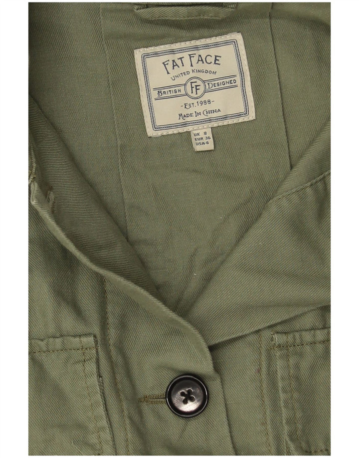 Fat Face Damen Übergroße Militärjacke UK 8 Small Grünes Leinen