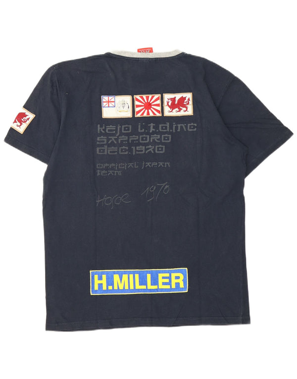 Kejo Herren-T-Shirt mit Grafik, groß, marineblau, Baumwolle