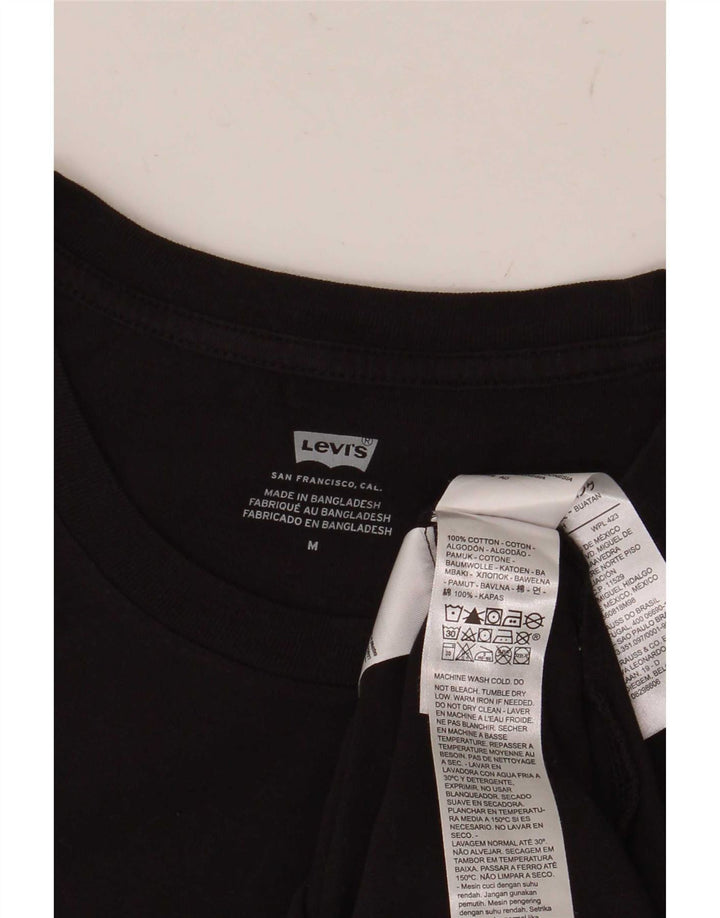 Levi's Womens Graphic T-Shirt Top UK 12 Mittelschwarze Baumwolle