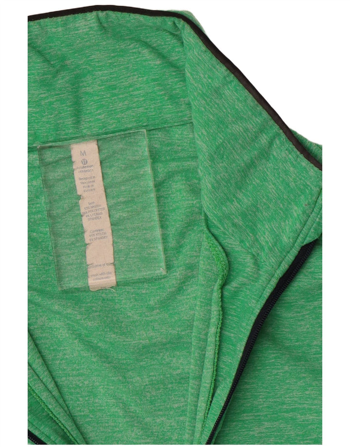 Lululemon Herren-Pullover-Trainingsanzugoberteil mit Reißverschluss am Hals, mittelgrün geflecktes Nylon