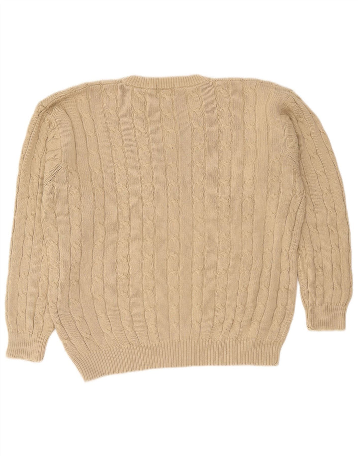Rifle Herren-Pullover mit V-Ausschnitt, groß, beige Baumwolle